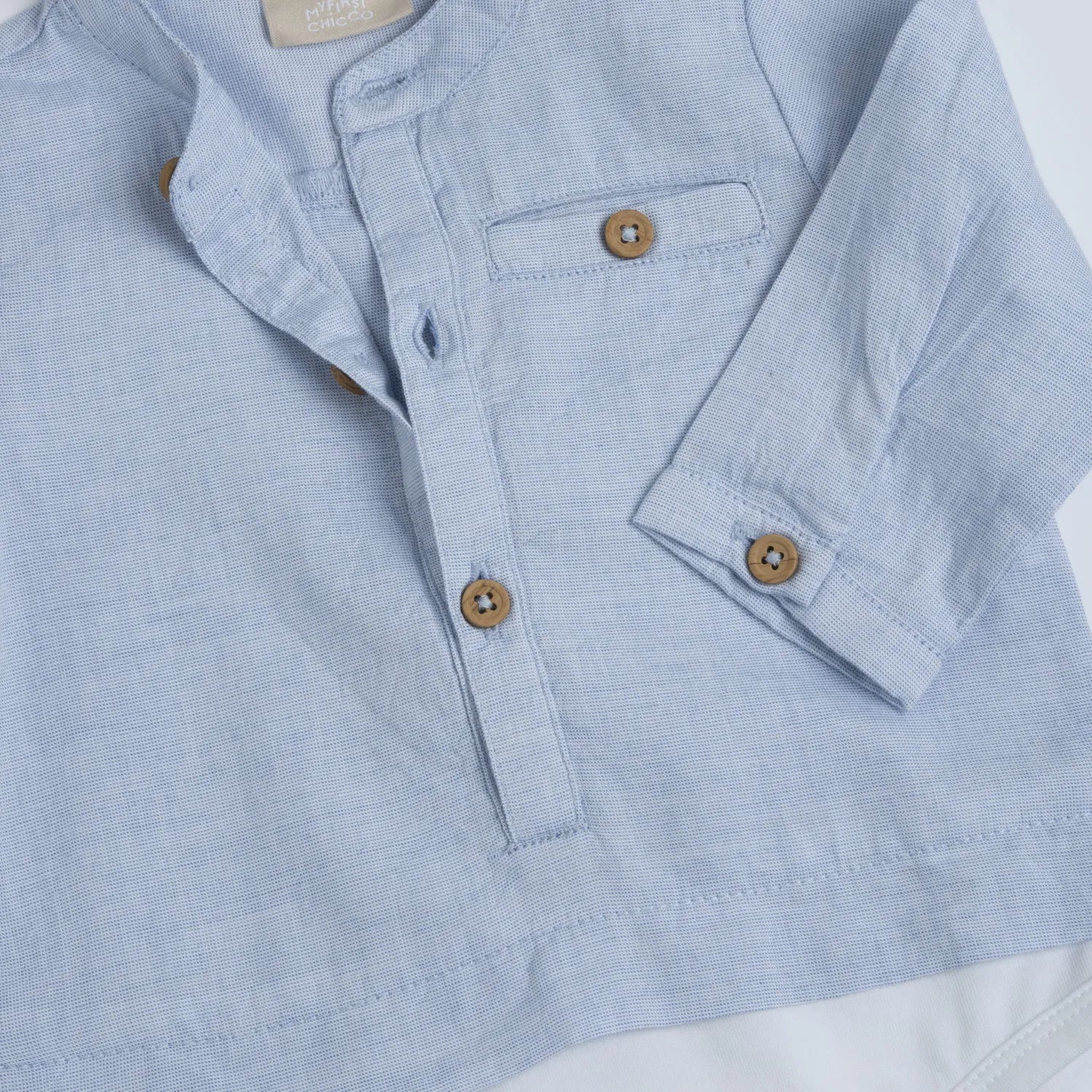 Boys Medium Light Blue Solid Nappy Opening Bodysuit