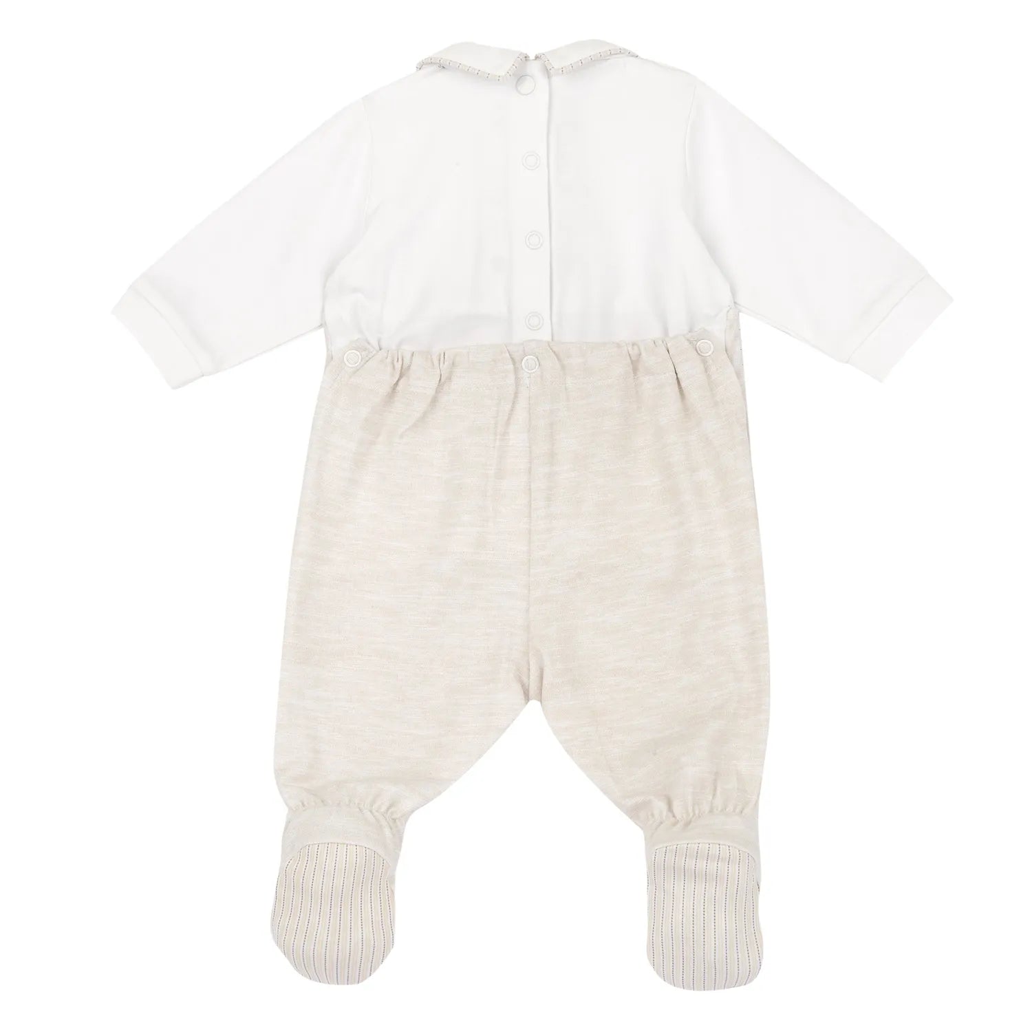 Boys Medium Natural Embellished Back Opening Babysuit