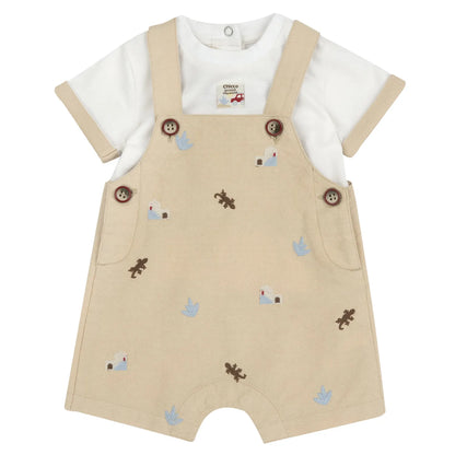 Boys Medium Natural Embellished T-Shirt with Dungaree