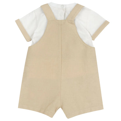 Boys Medium Natural Embellished T-Shirt with Dungaree
