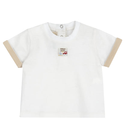 Boys Medium Natural Embellished T-Shirt with Dungaree