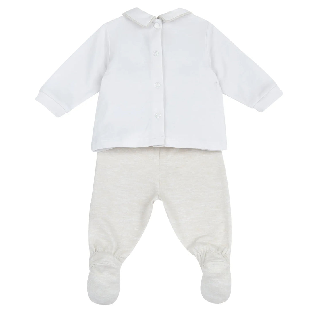 Boys Medium Natural Embroidered Smock with Leggings