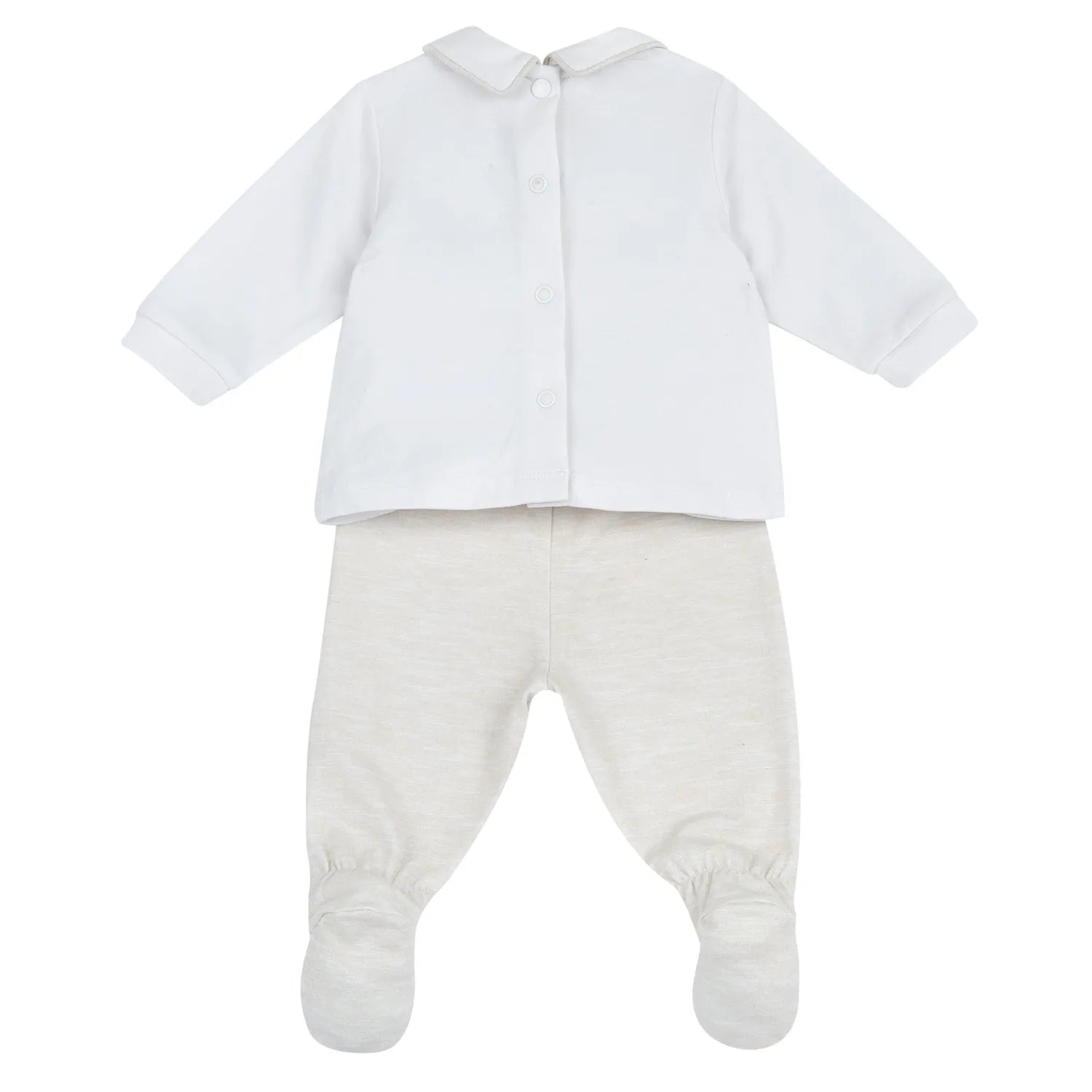 Boys Medium Natural Embroidered Smock with Leggings