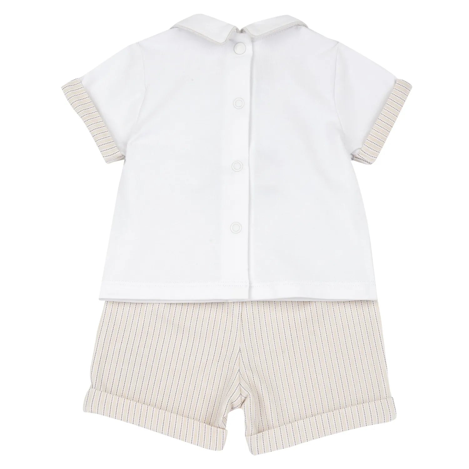 Boys Medium Natural Embroidered T-Shirt with Shorts