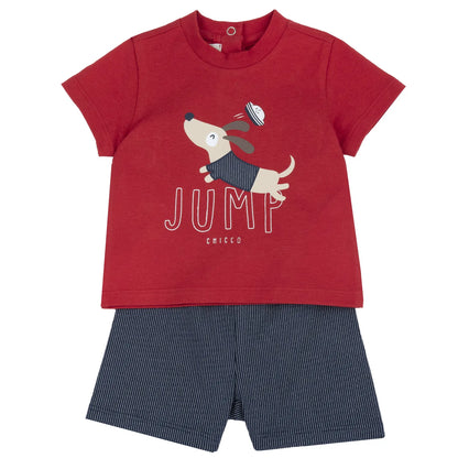 Boys Medium Red Graphic Printed T-Shirt with Shorts