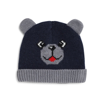 Boys Navy Blue &amp; Grey Woollen Hat with Scarf