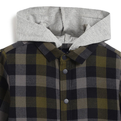 Boys Navy Blue Checked Casual Shirt
