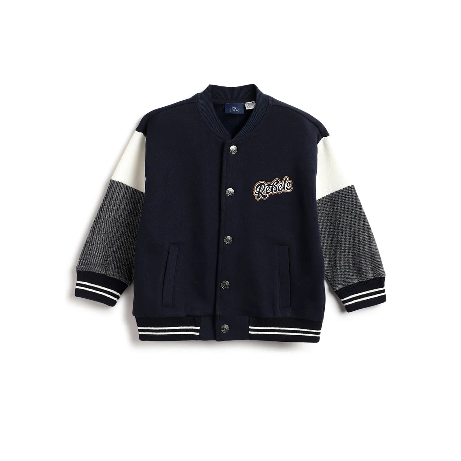 Boys Navy Blue Colourblocked Cardigan