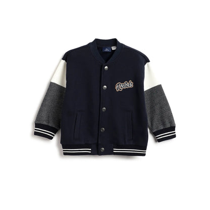 Boys Navy Blue Colourblocked Cardigan