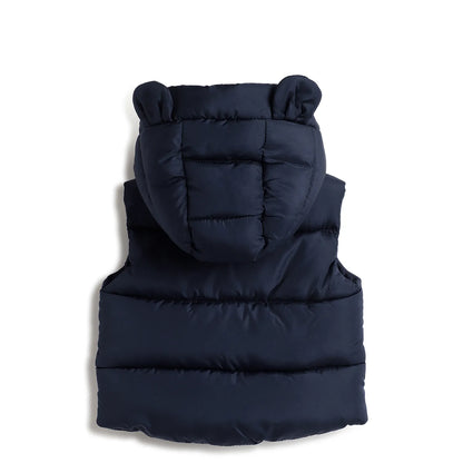 Boys Navy Blue Hooded Padded Jacket