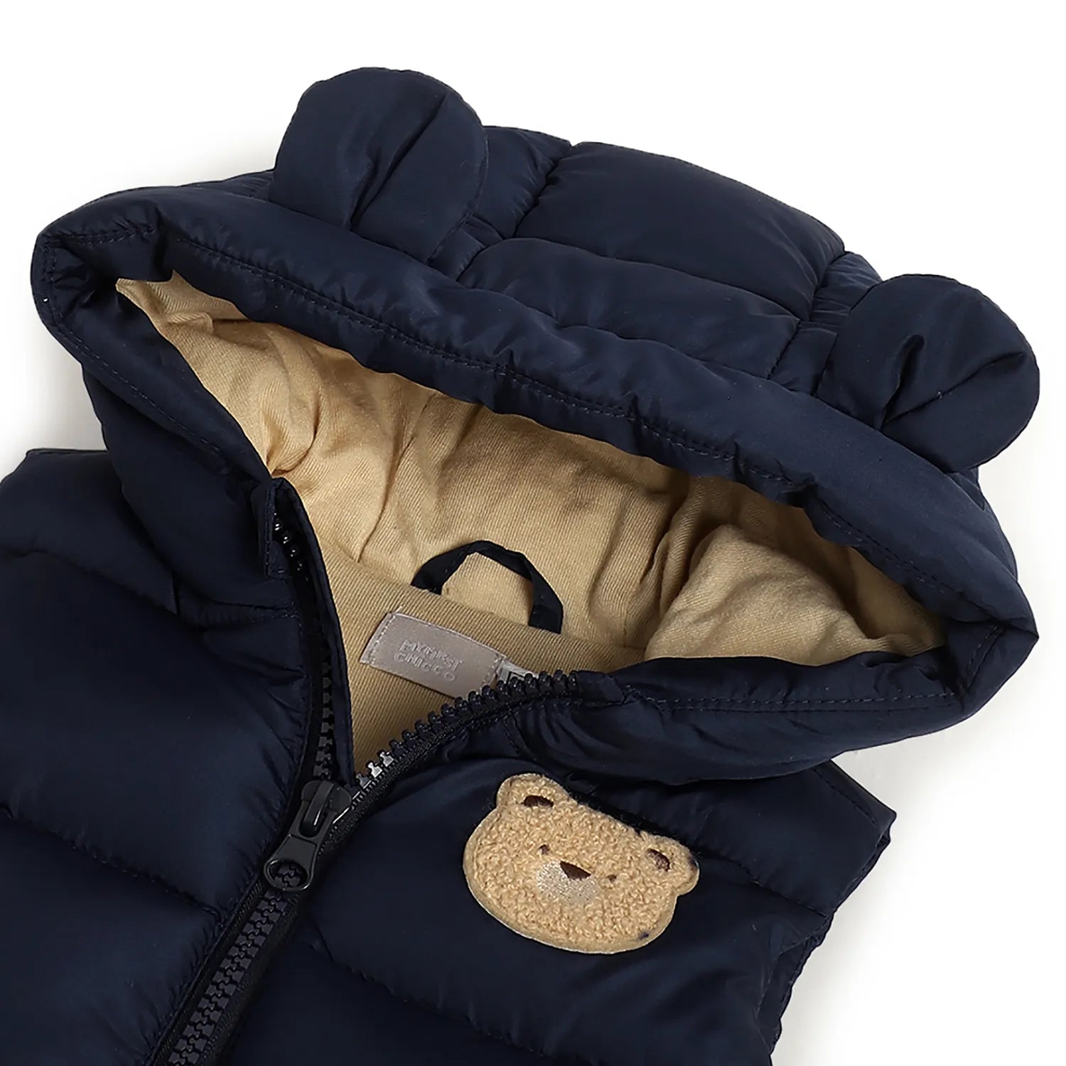 Boys Navy Blue Hooded Padded Jacket