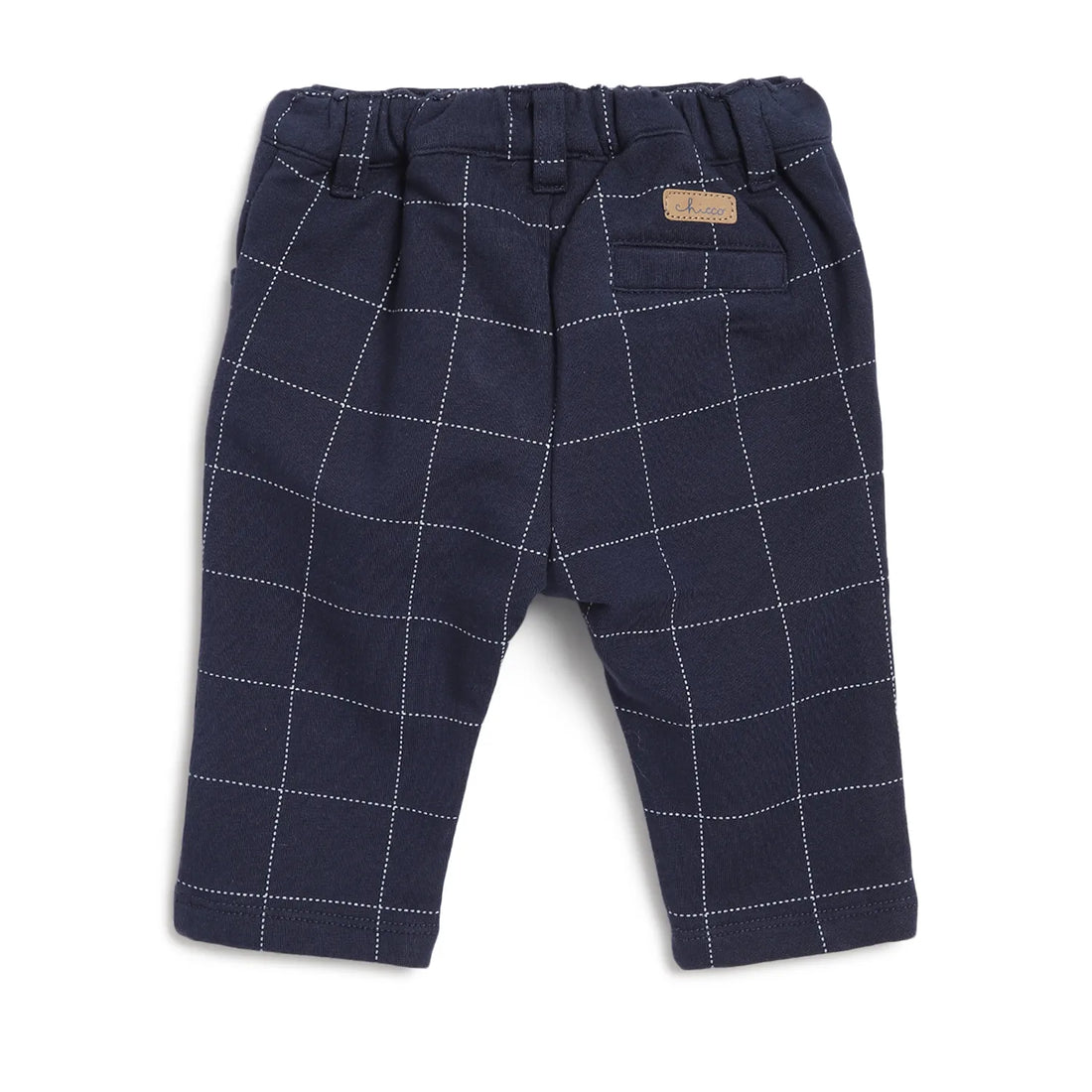 Boys Navy Blue Mid-Rise Checked Trousers