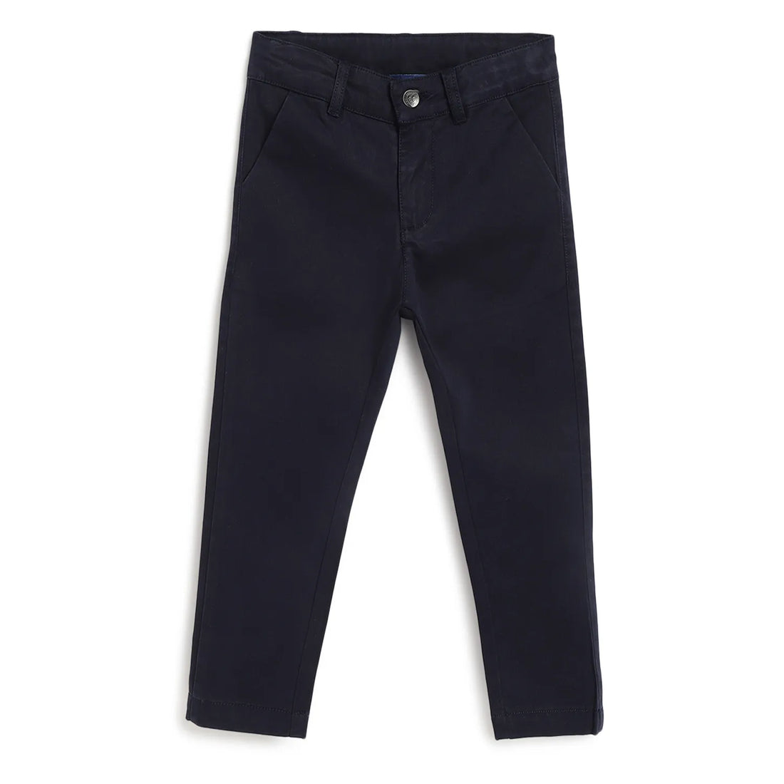 Boys Navy Blue Mid-Rise Relaxed Fit Trousers