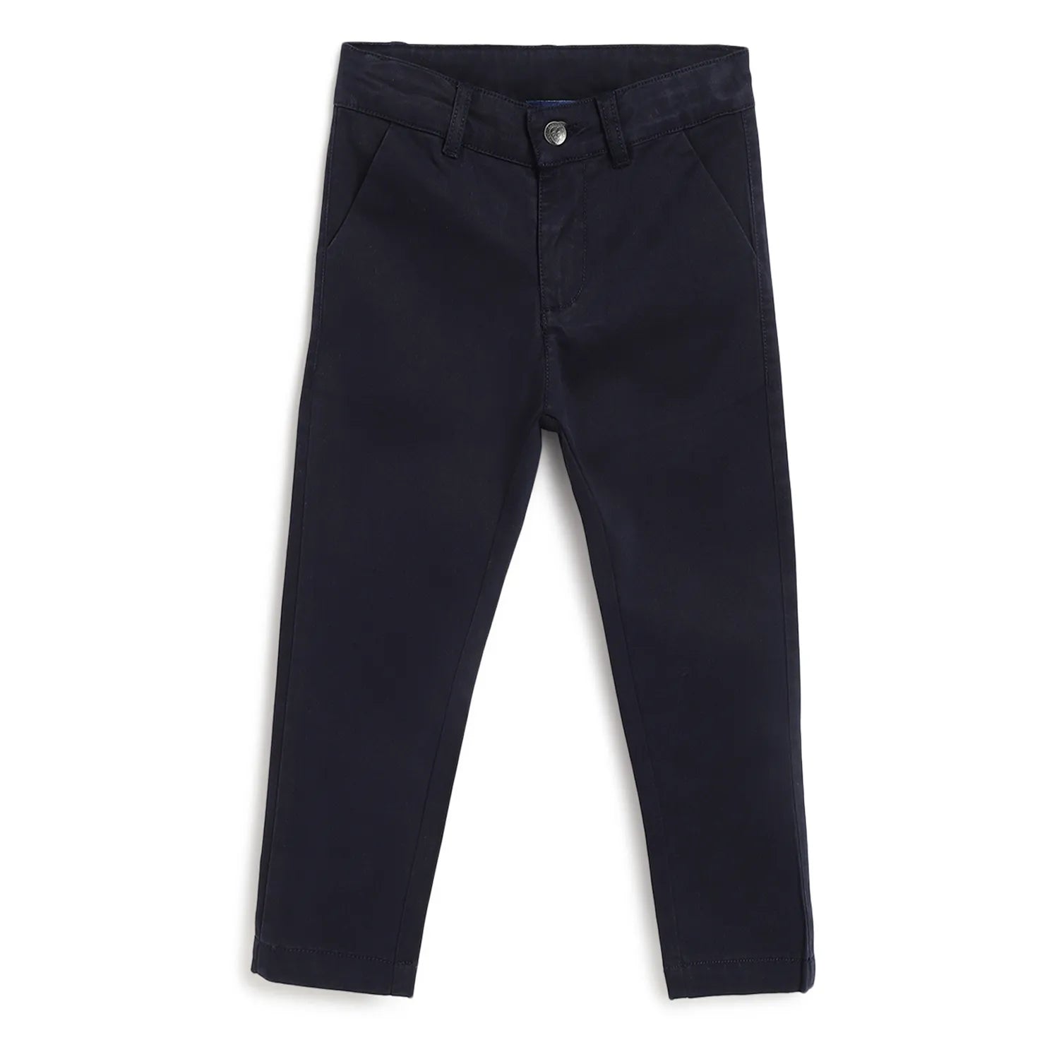 Boys Navy Blue Mid-Rise Relaxed Fit Trousers