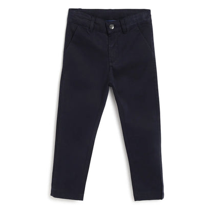 Boys Navy Blue Mid-Rise Relaxed Fit Trousers