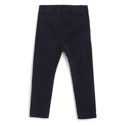 Boys Navy Blue Mid-Rise Relaxed Fit Trousers