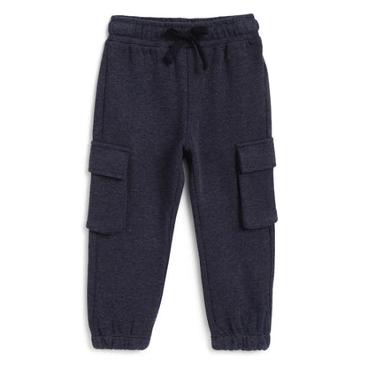 Boys Navy Blue Mid-Rise Relaxed Fit Trousers