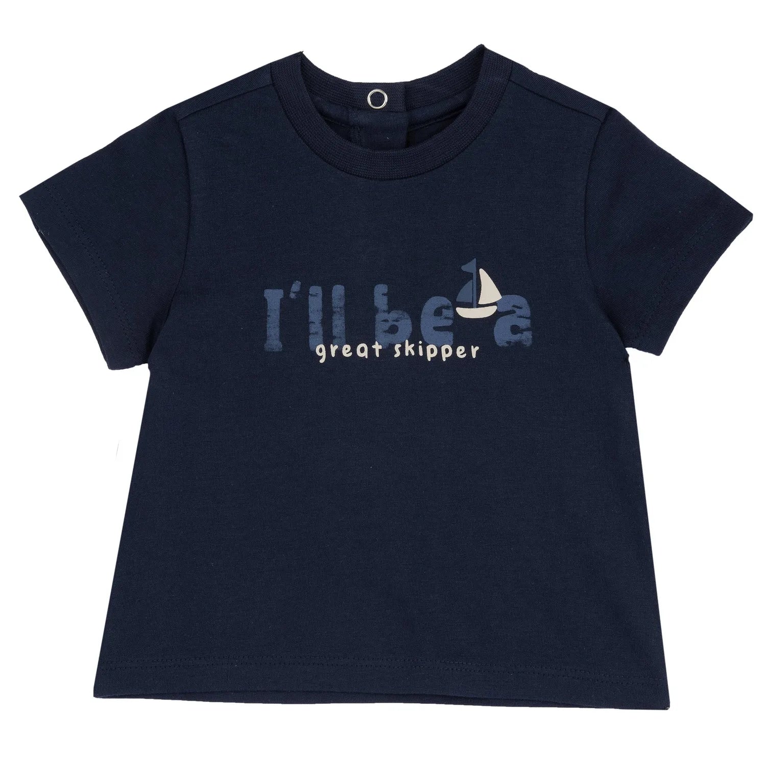 Boys Navy Blue Printed Round Neck T-shirt