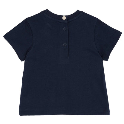 Boys Navy Blue Printed Round Neck T-shirt