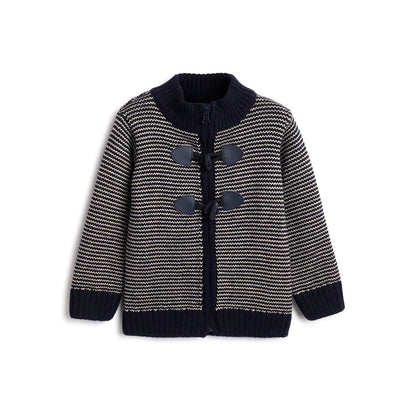 Boys Navy Blue Self Design Cardigan