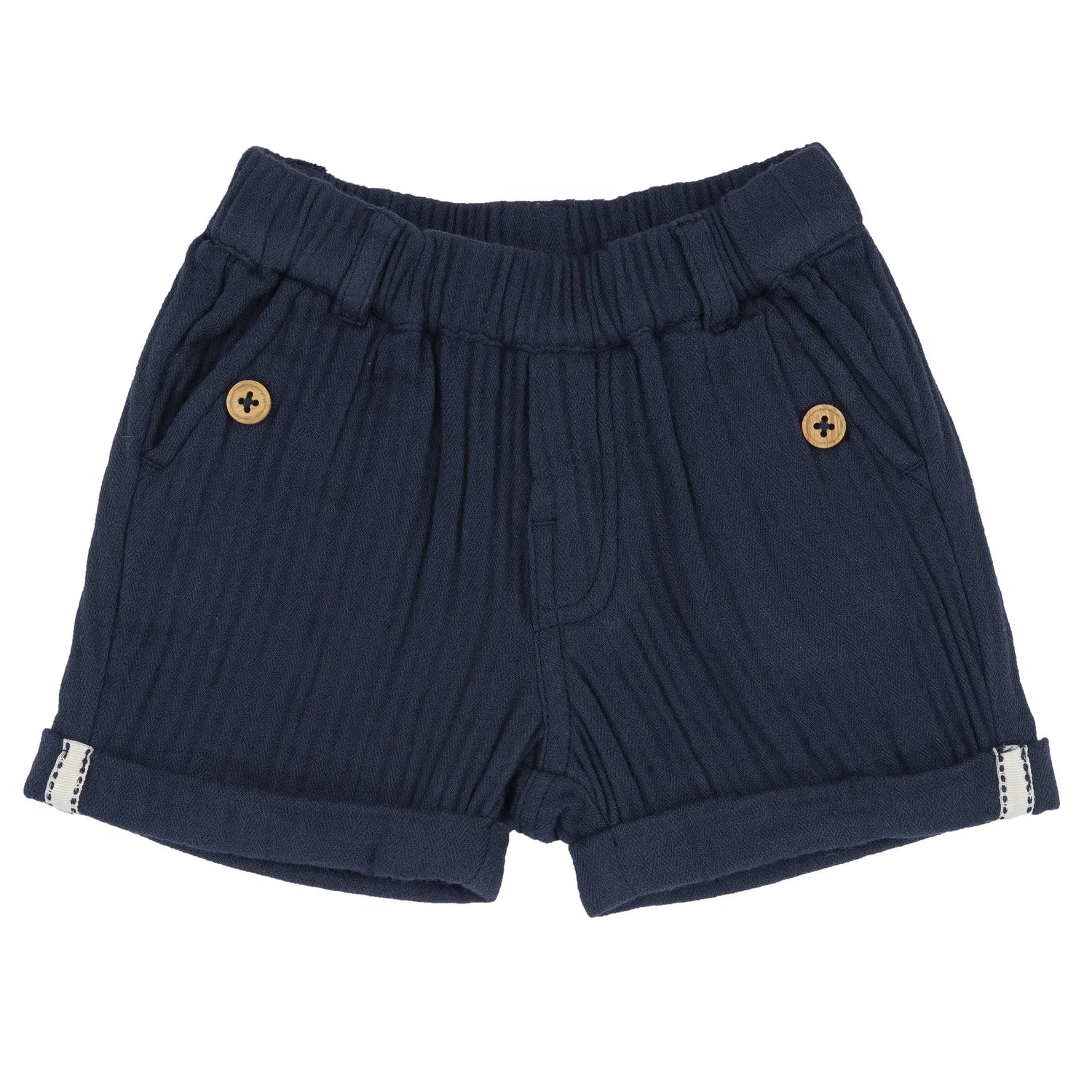Boys Navy Blue Self Design Shorts