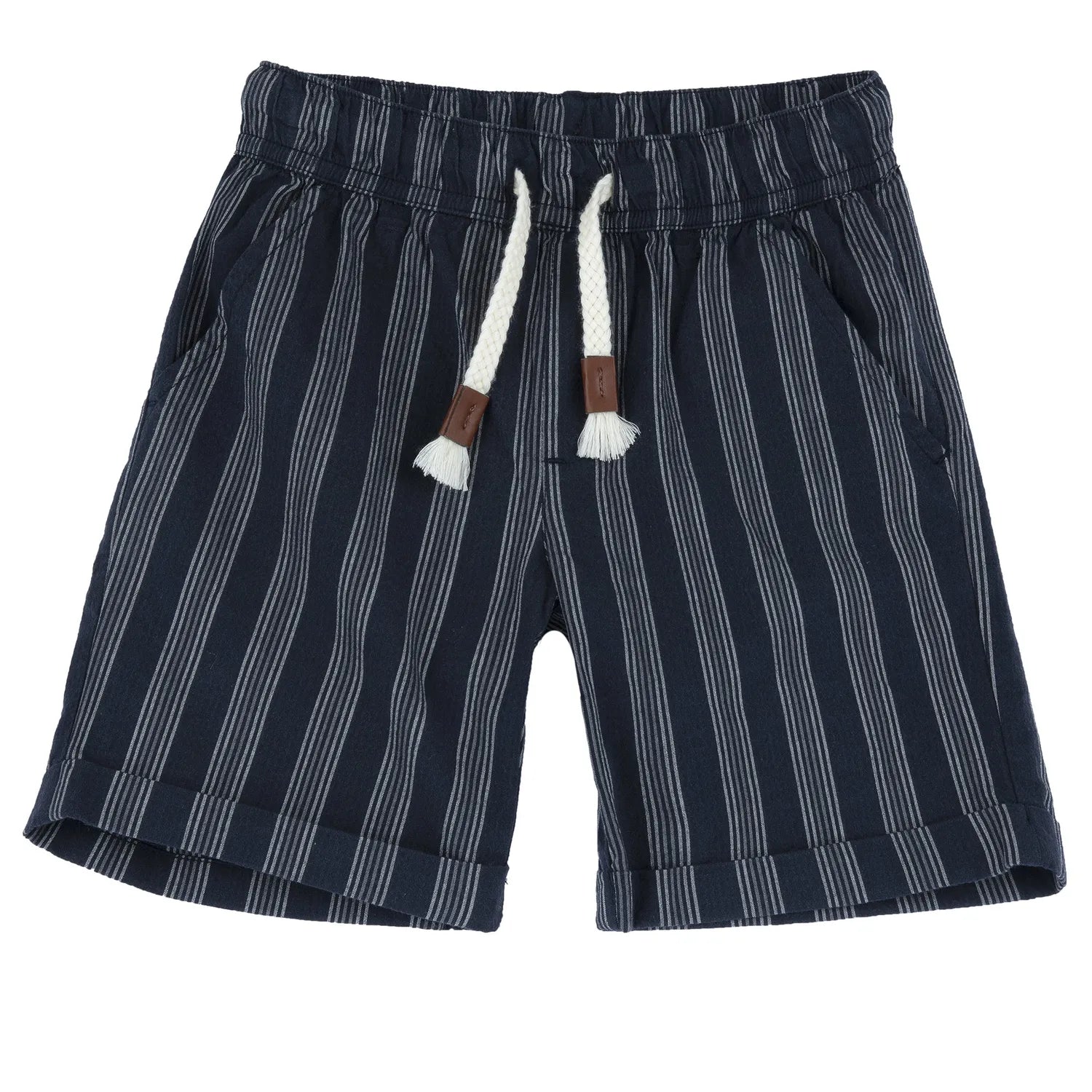 Boys Navy Blue Striped Shorts