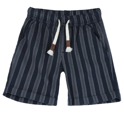 Boys Navy Blue Striped Shorts