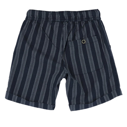 Boys Navy Blue Striped Shorts