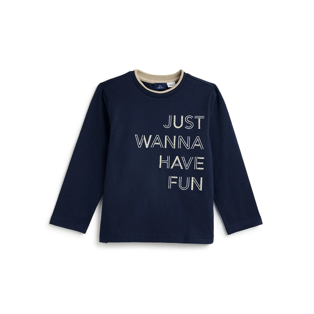 Boys Navy Blue Typography Printed T-shirt
