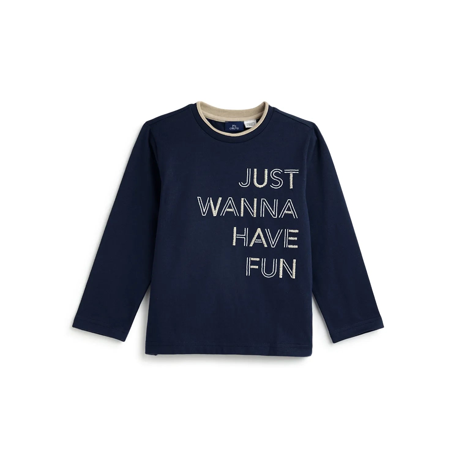 Boys Navy Blue Typography Printed T-shirt
