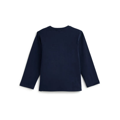 Boys Navy Blue Typography Printed T-shirt