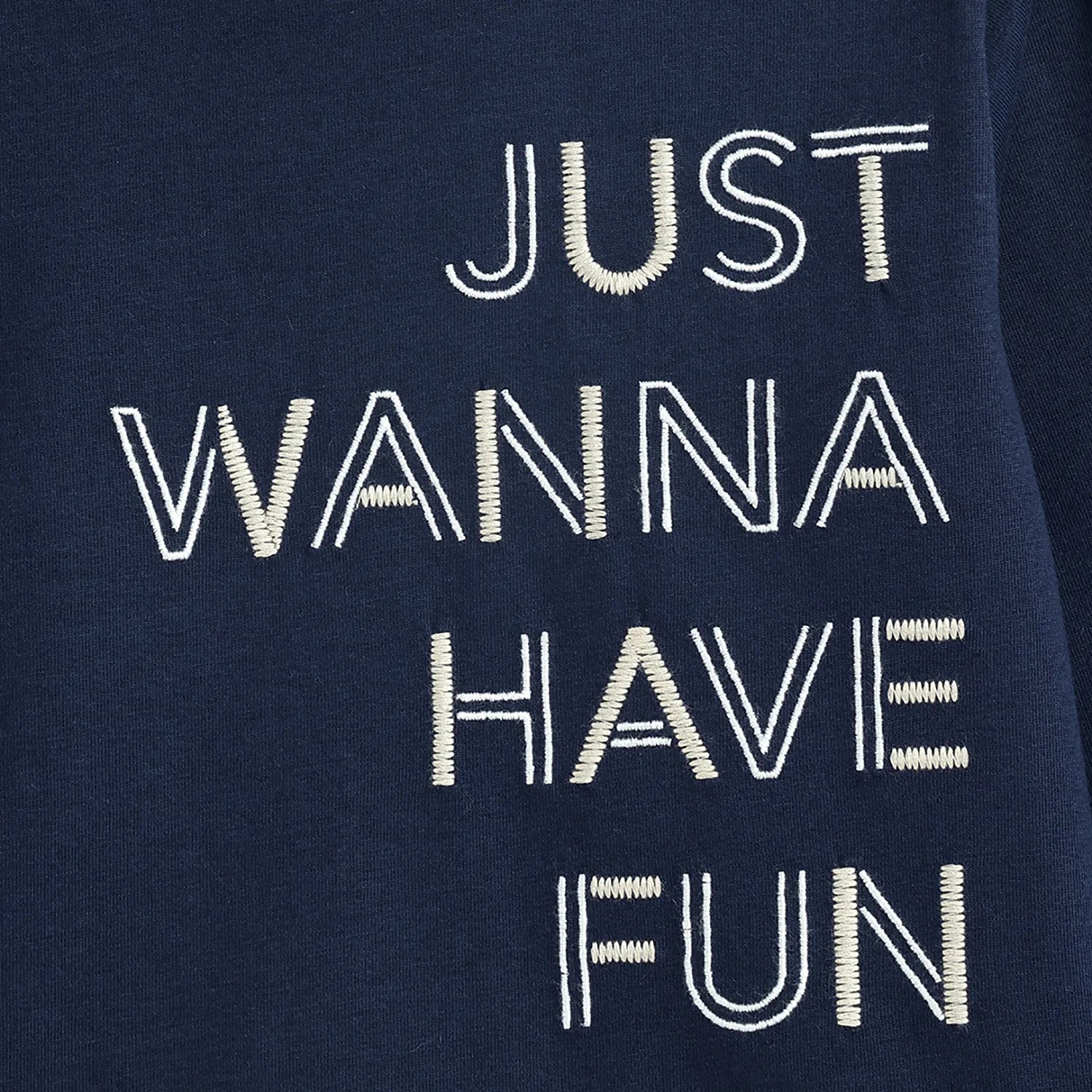 Boys Navy Blue Typography Printed T-shirt