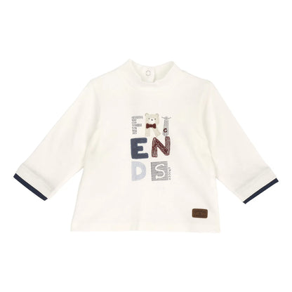 Boys Off White Embroidered Long Sleeve T-shirt