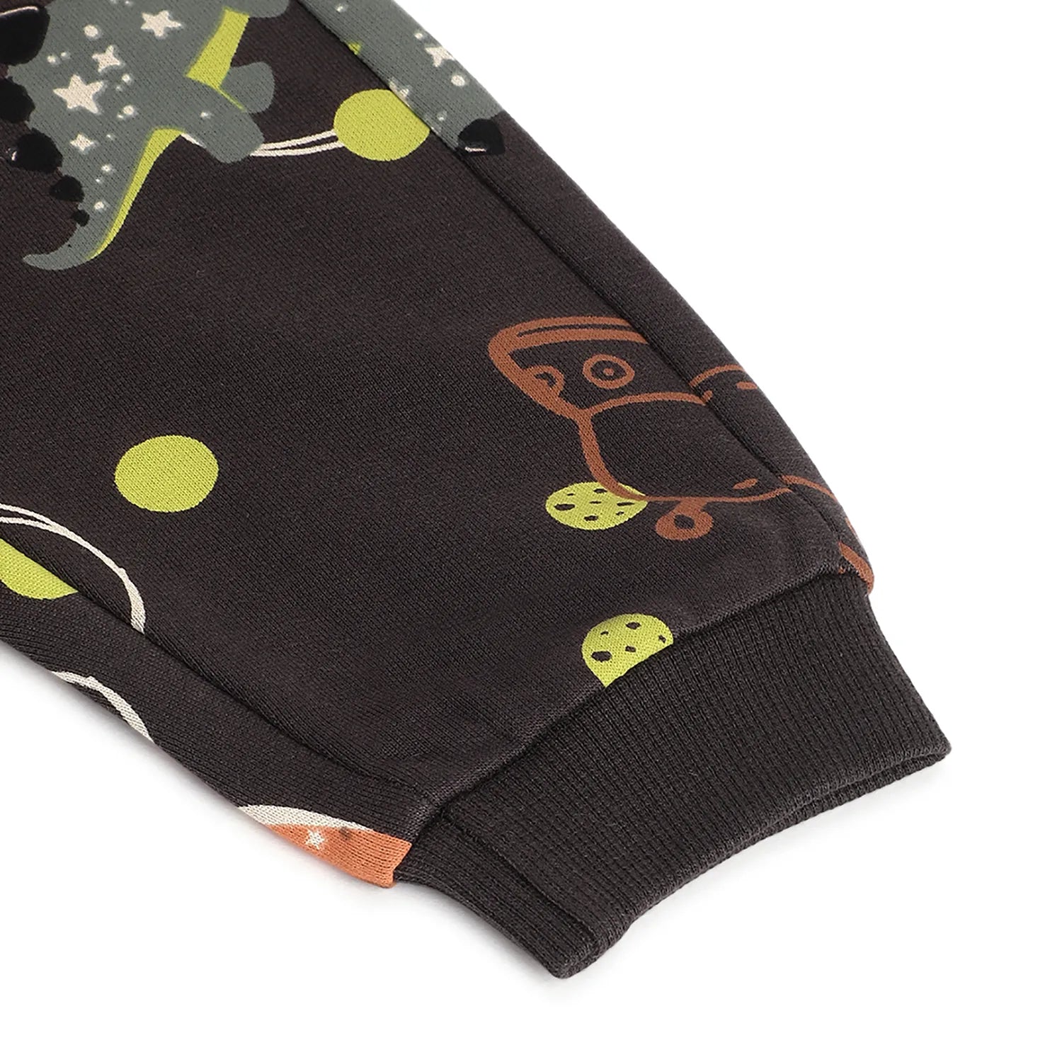 Boys Olive Green Printed Joggers