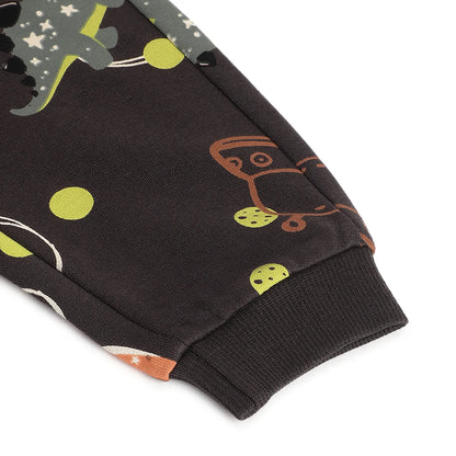 Boys Olive Green Printed Joggers