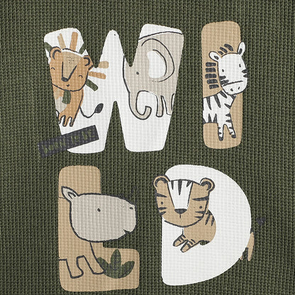 Boys Olive Green Sweatshirt with Beige Trousers