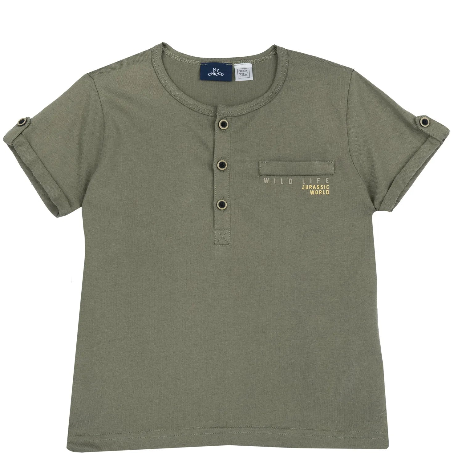 Boys Olive Green Typography Printed T-shirt