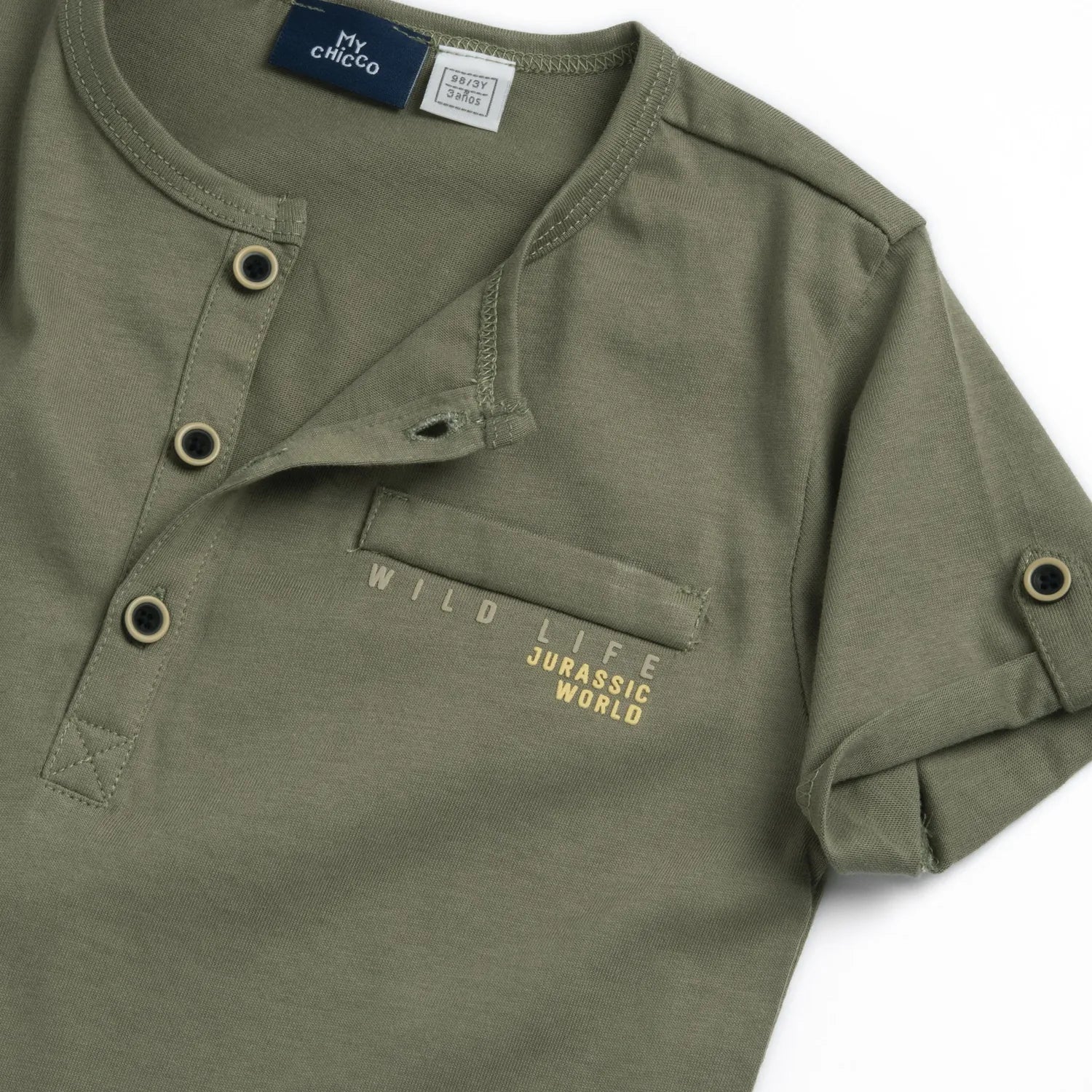 Boys Olive Green Typography Printed T-shirt