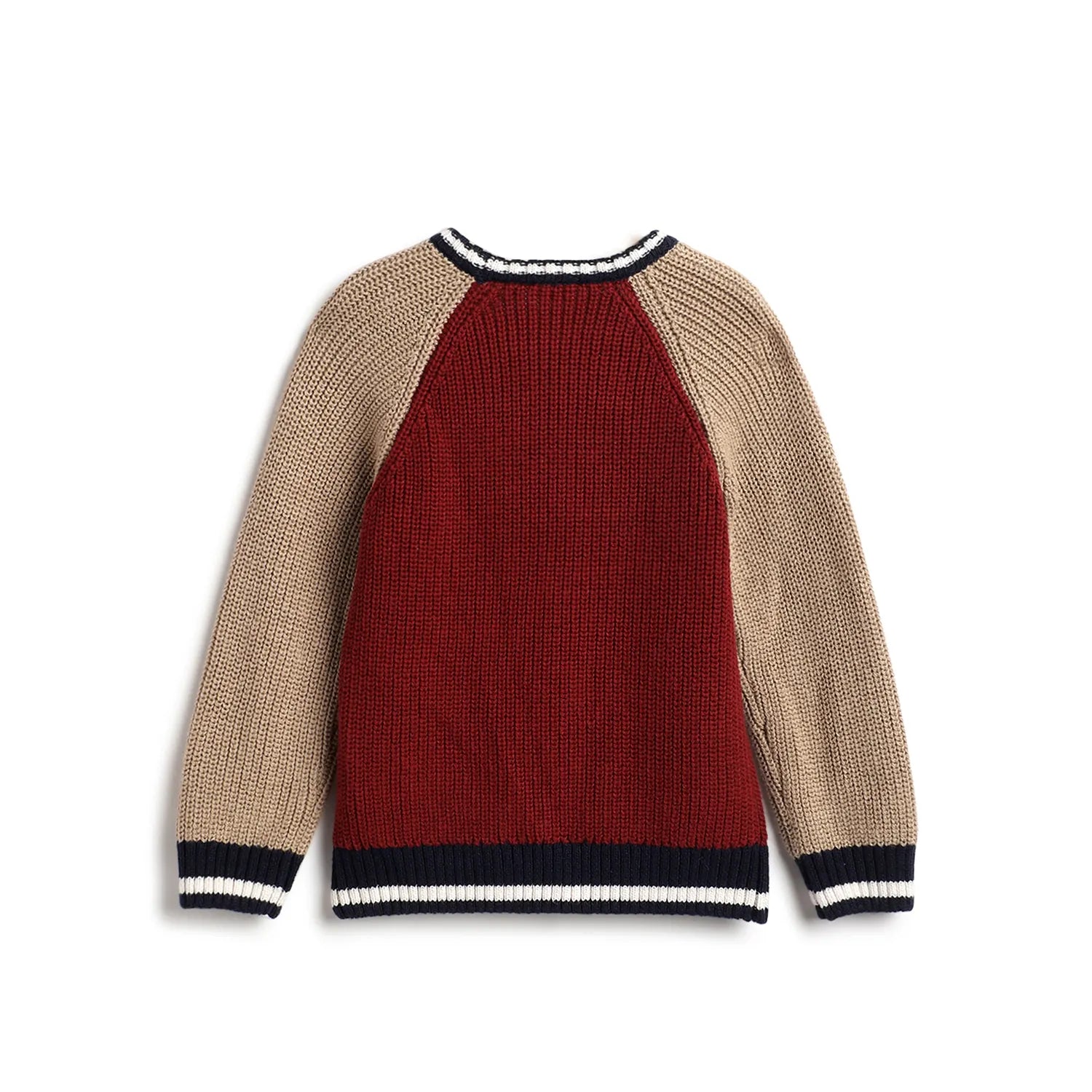 Boys Red Colourblocked Pullover