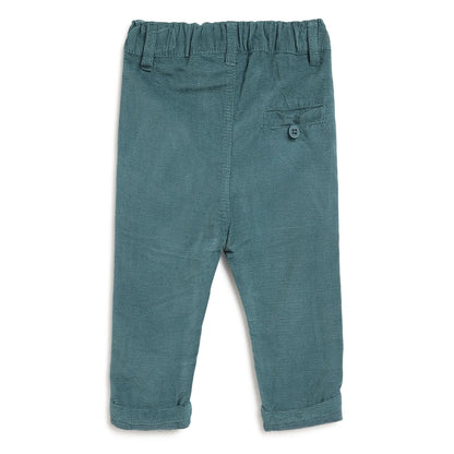 Boys Sea Green Mid-Rise Relaxed Fit Trousers