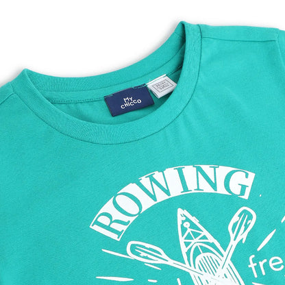 Boys Sea Green Printed T-shirt