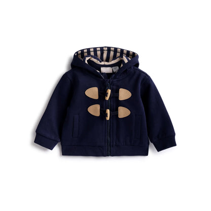 Boys Self Design Hooded Cardigan