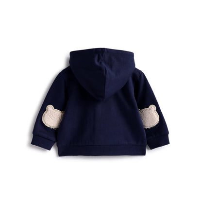 Boys Self Design Hooded Cardigan