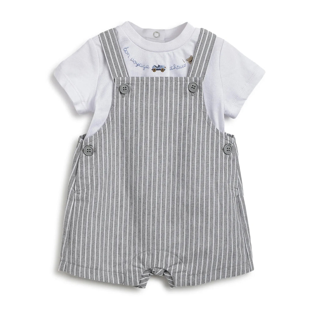 Boys Striped Dungarees With T-Shirt