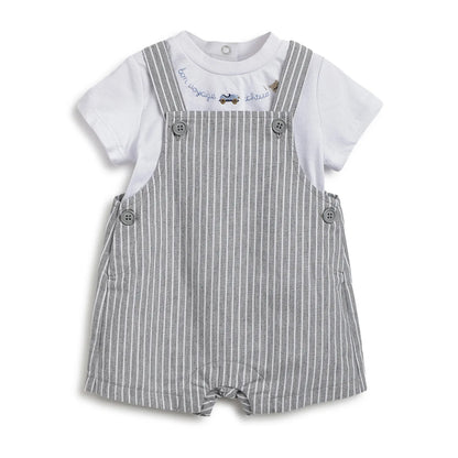 Boys Striped Dungarees With T-Shirt