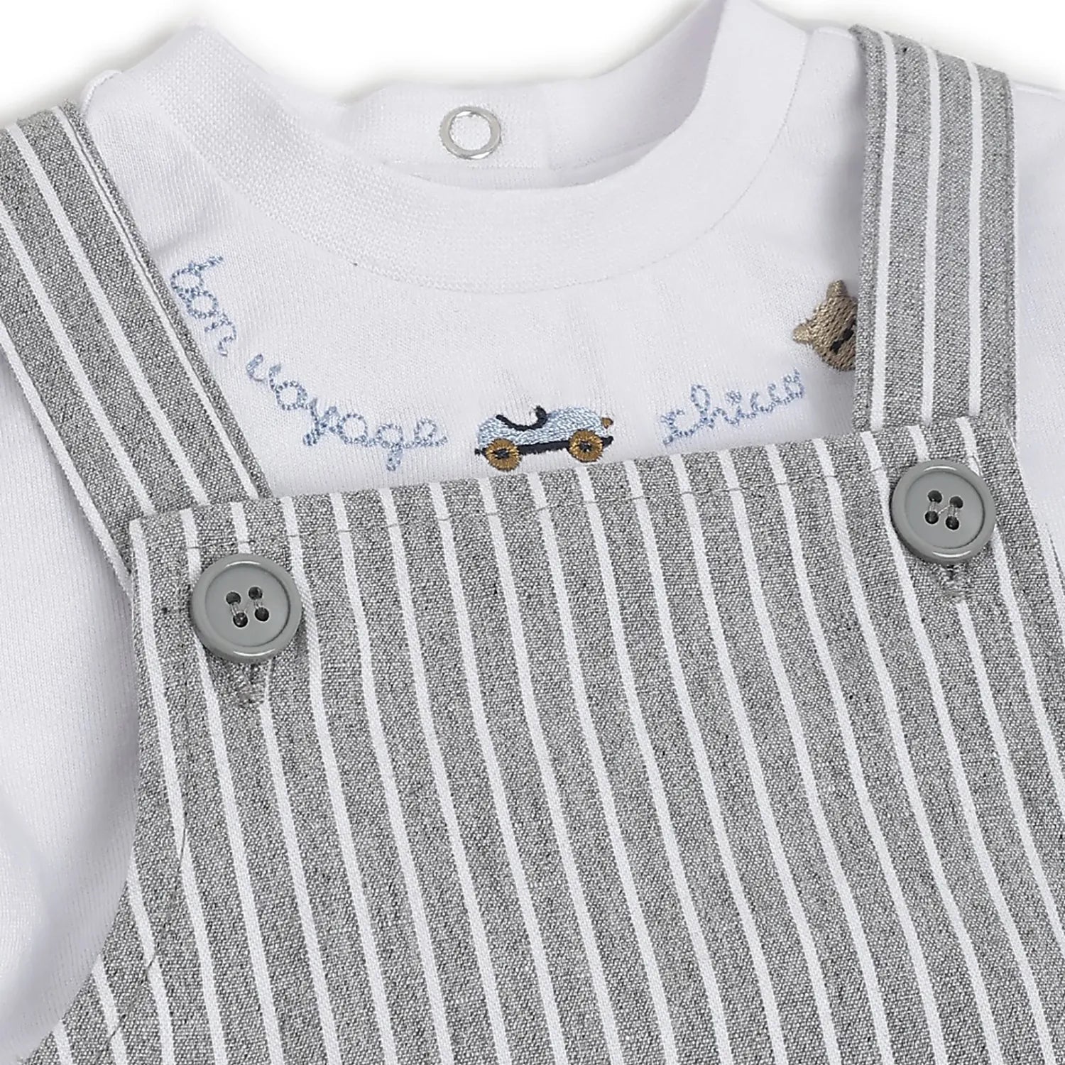 Boys Striped Dungarees With T-Shirt