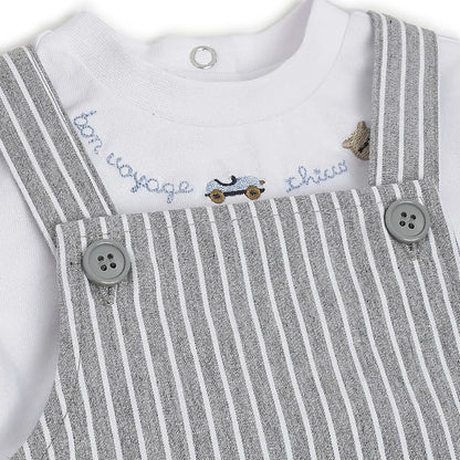 Boys Striped Dungarees With T-Shirt