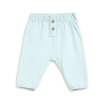 Boys Teal Mid-Rise Relaxed Fit Joggers