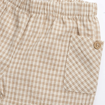 Boys White and Beige Embroidered T-Shirt with Shorts