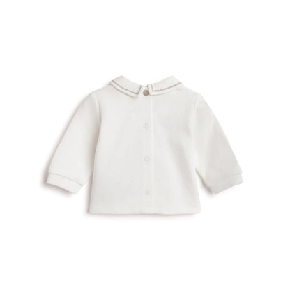 Boys White &amp; Beige Sweatshirt With Leggings